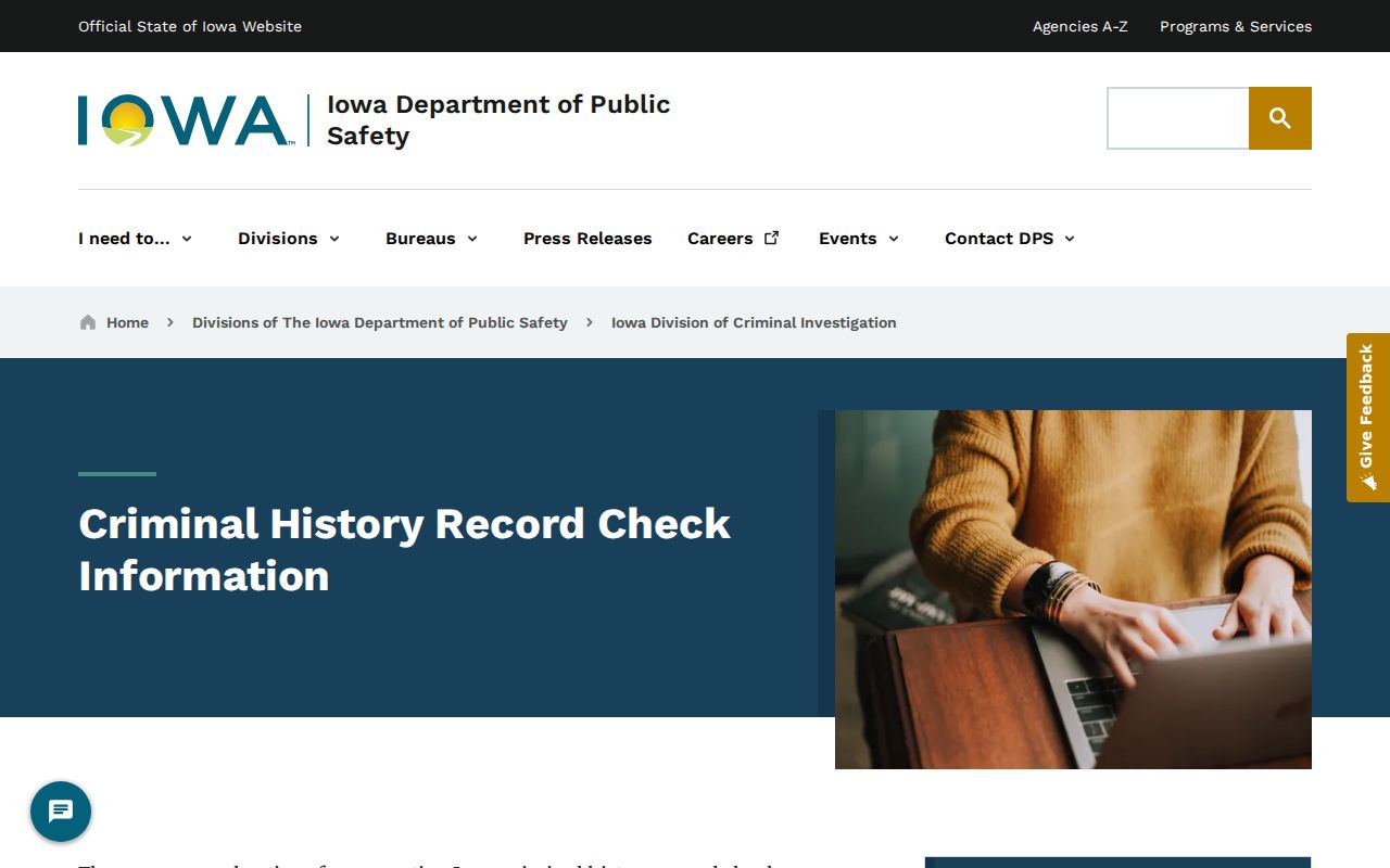 Iowa DCI instructions for Grundy County arrest history checks