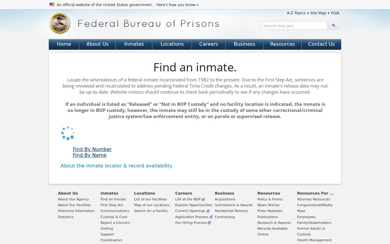 Federal inmate locator for a Grundy County criminal case search