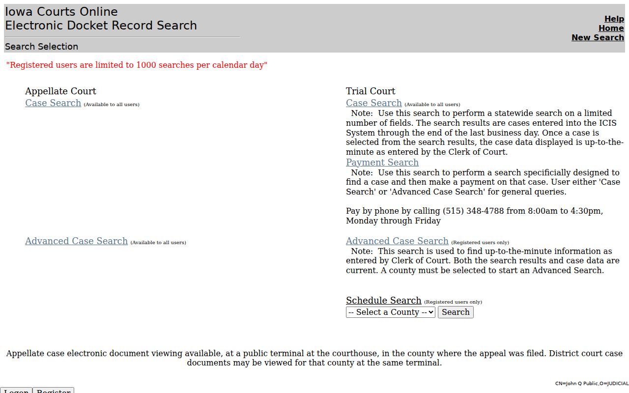 Grundy County criminal court case search in Iowa Courts Online