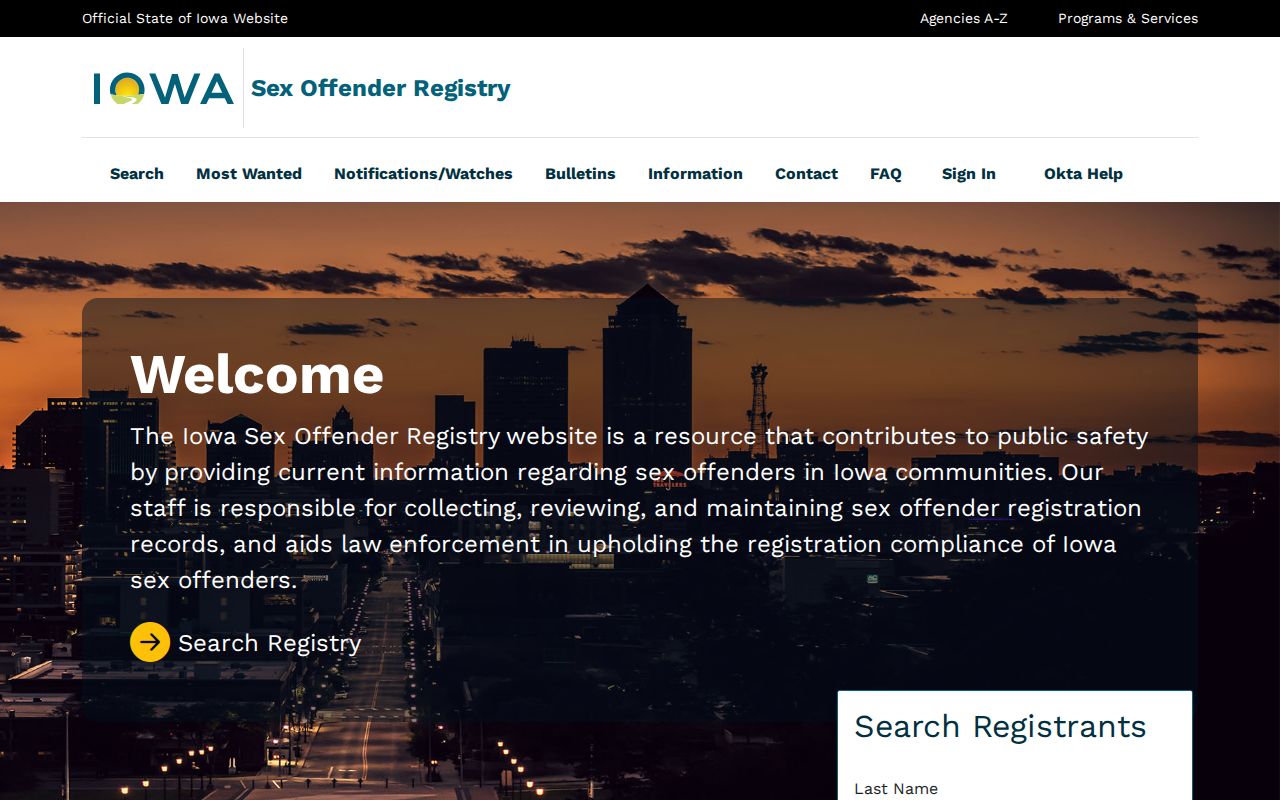 Grundy County sex offender check on the Iowa registry search