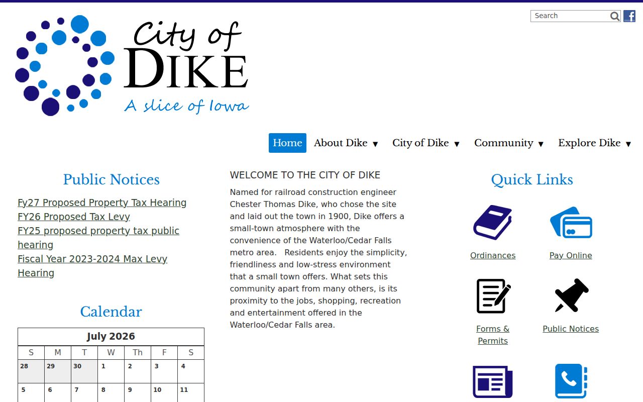 Dike city government context for Grundy County criminal records